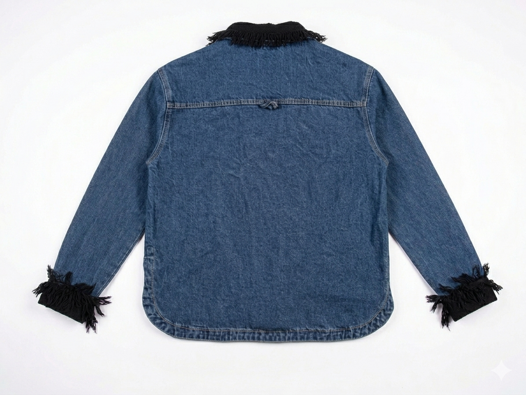 Veste Amazigh Massilya en Denim Bleu – Pièce Artisanale Unique | Taille L