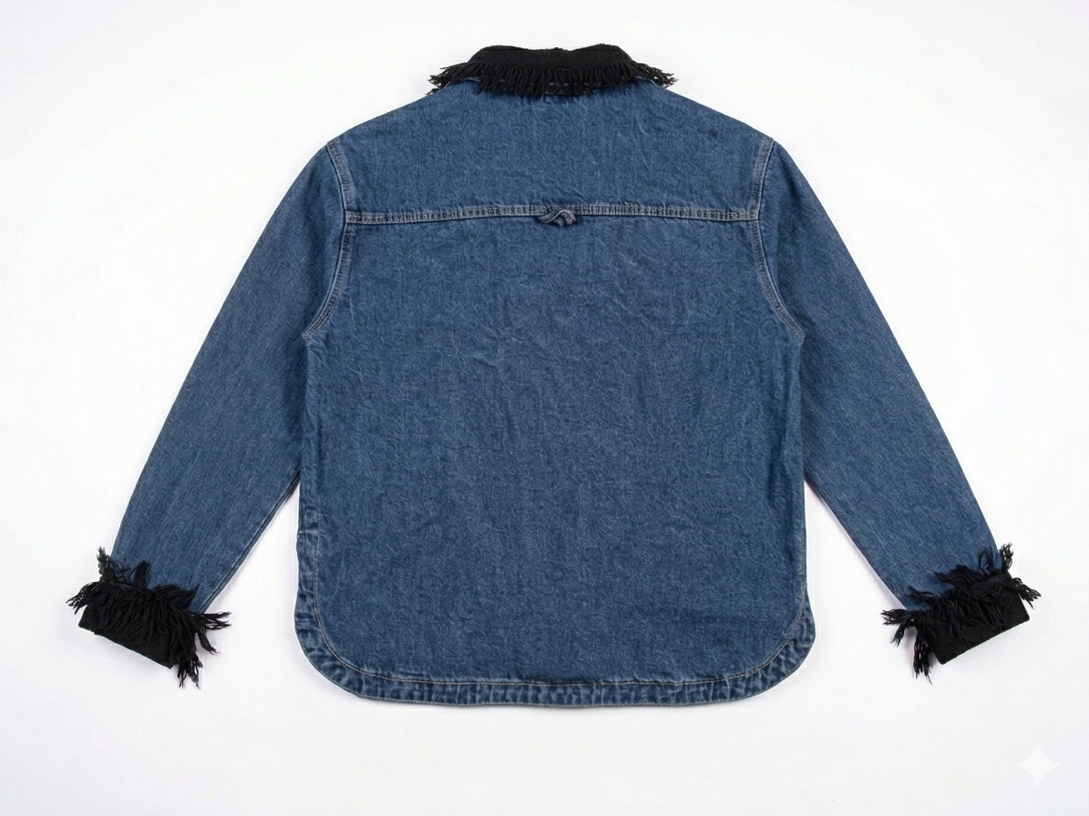 Veste Amazigh Massilya en Denim Bleu – Pièce Artisanale Unique | Taille L