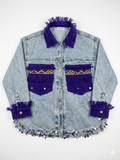 Veste Amazigh Luissa en Denim Gris – Pièce Artisanale Unique | Taille L