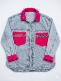 Veste Amazigh Massilya en Denim Gris – Pièce Artisanale Unique | Taille L